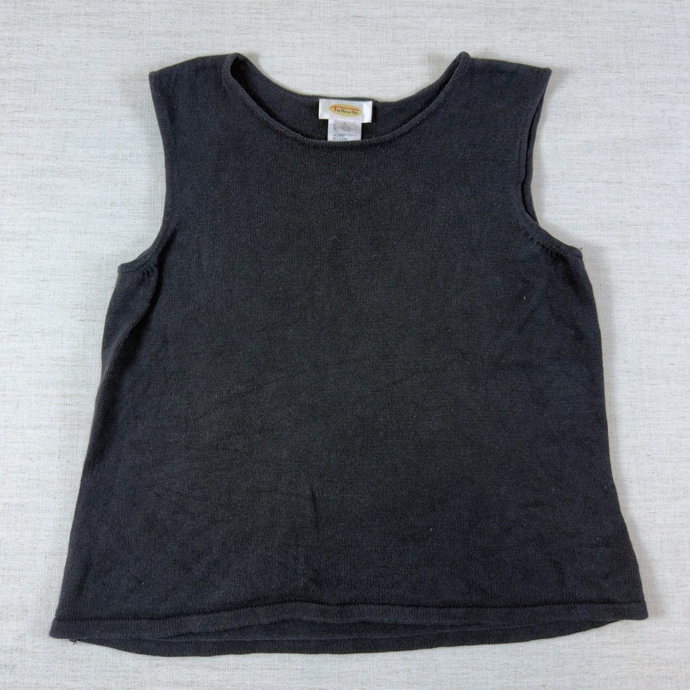 Talbots Silk Cashmere Knit Tank Top Charcoal Gray Sleeveless Sweater L